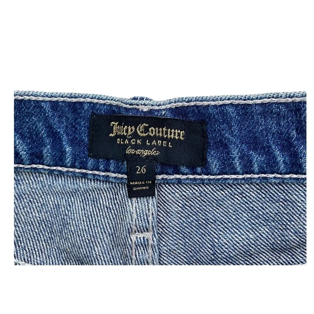 Juicy Couture Blue Denim Distressed Studded Shorts NWT Size 26